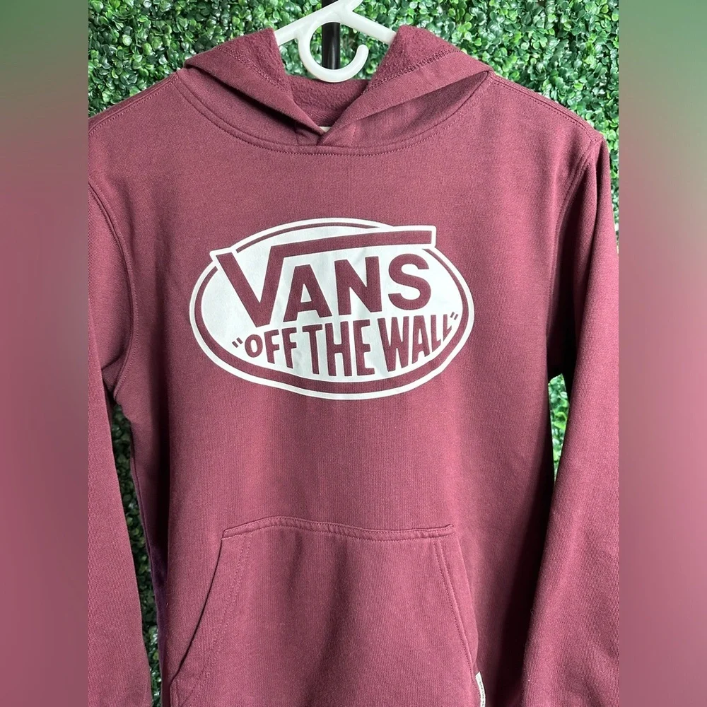 Vans Off The Wall Youth Kids Large Long Sleeve Burgundy Hoodie